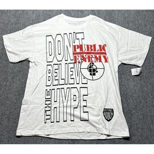Public Enemy Defend Brooklyn T-Shirt Women's 2X Plus White Short Sleeve Knit New